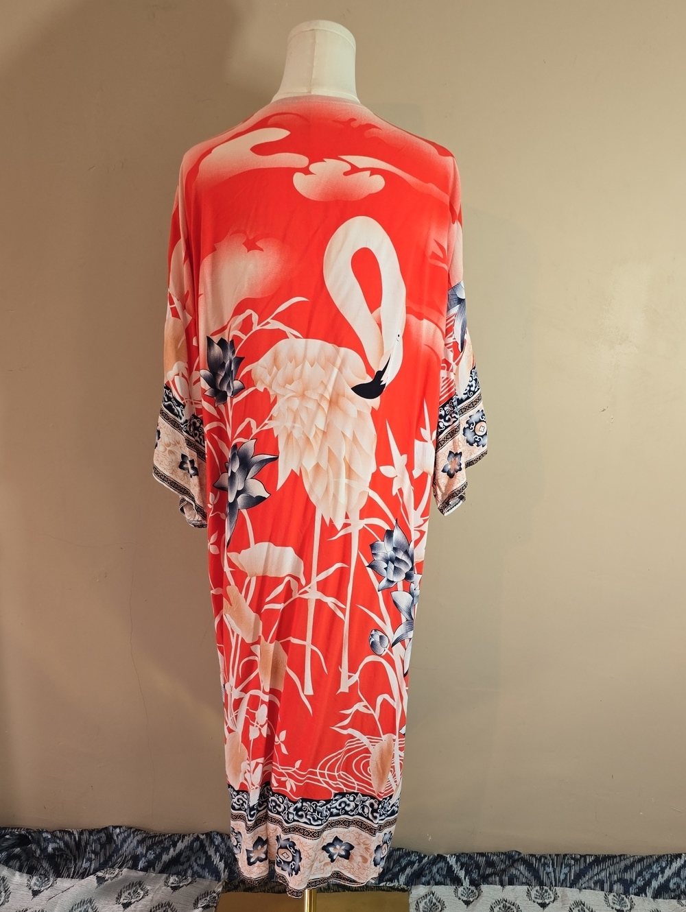 Coral Flamingo Kimono Cover-Up